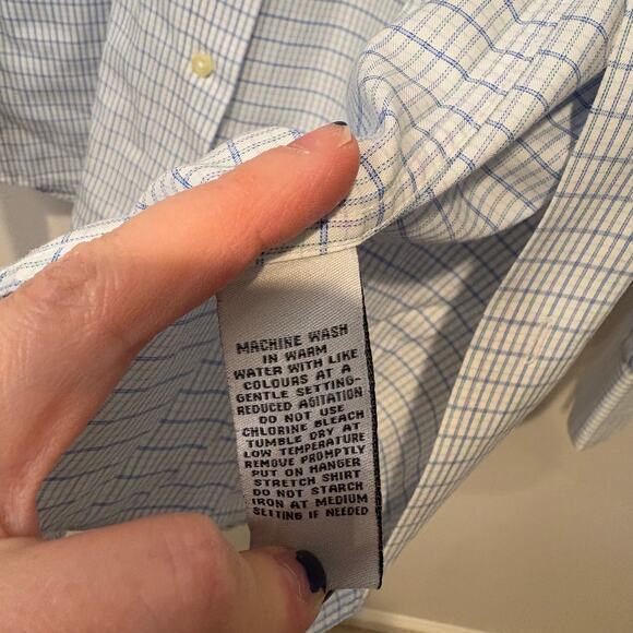 Forsythe of Canada Non Iron Tailored Fit Mens Dress Shirt 15.5  34/35 Blue - Picture 6 of 9